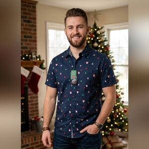 Eighty Eight Dark Blue Shirt with Multicolor Accents